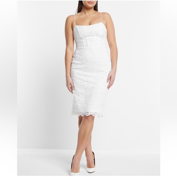 Express Bridal Lace Corset Sheath Dress - Picture 4 of 5